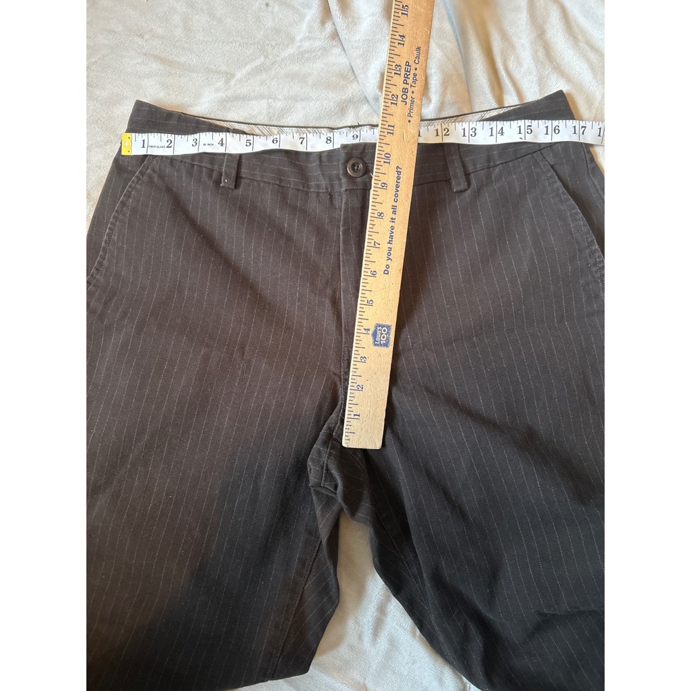 Banana Republic Heritage Mens Brown Pinstripe Cotton Trousers 33x32 Straight Leg - Picture 6 of 7